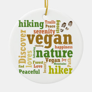 Vegan Hiker Hiking Word Cloud Ornament 2021