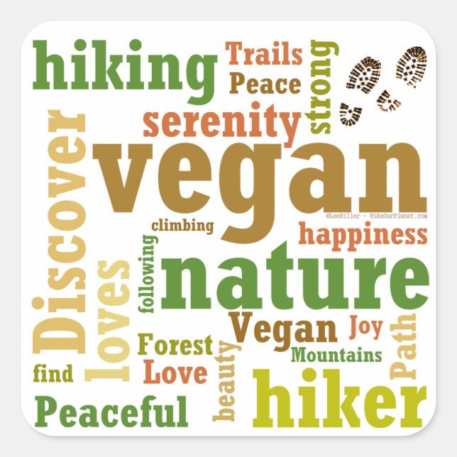 Vegan Hiker Hiking Word Cloud Square Sticker (Front)