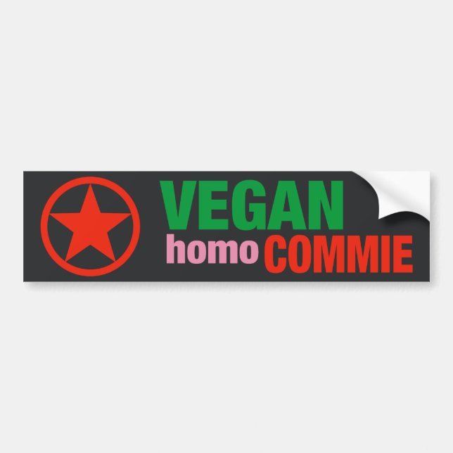Vegan Homo Commie bumper sticker (Front)