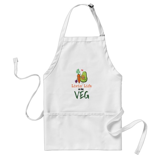Vegan Humor Livin Life On The Veg Quote Standard Apron (Front)