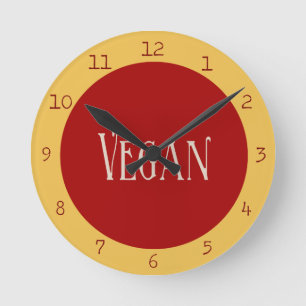 Vegan in a Red Circle Round Clock