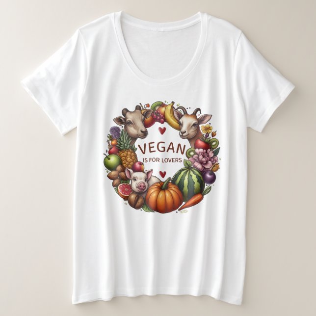 Vegan is for Lovers Animals  Plus Size T-Shirt (Design Front)