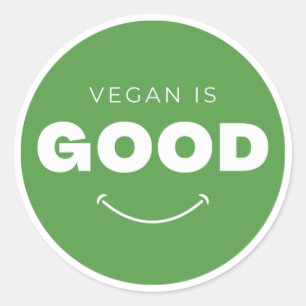 Vegan is Good - Cute Smile (White) Classic Round Sticker