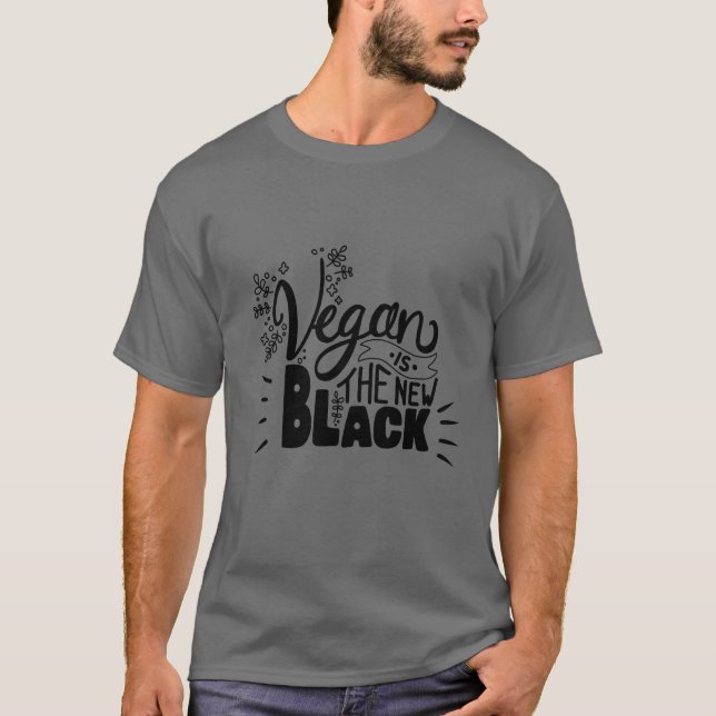 Vegan is the New Black Fun Lettering Grey   T-Shirt (Front)