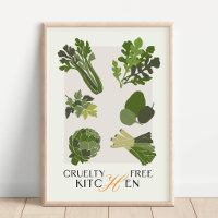Vegan Kitchen Wall Art Cruelty Free Minimalist