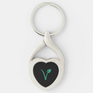 Vegan leaf symbol key ring