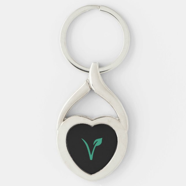 Vegan leaf symbol key ring (Front)