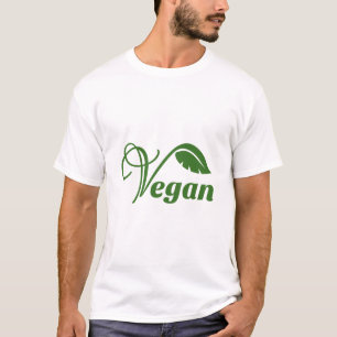 Vegan Logo Green Leaf  T-Shirt