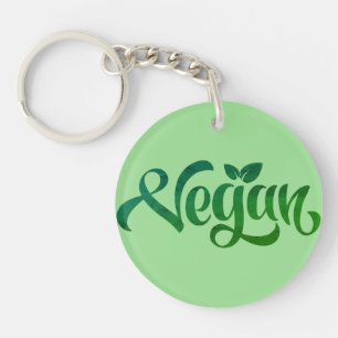 Vegan Logo Green Typography Art Key Ring