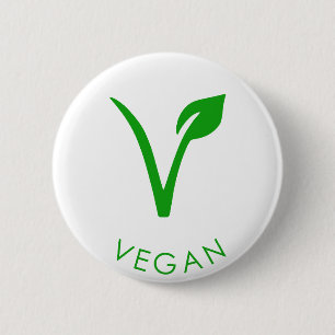 Vegan Logo Green Vegan Label Vegan Symbol 6 Cm Round Badge