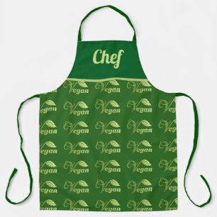 Vegan Logo Leaf Green & Gold Personalised Apron