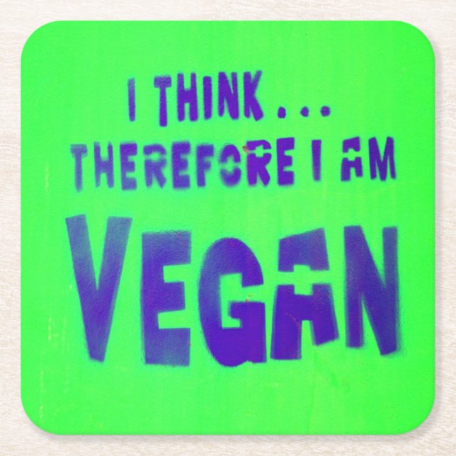Vegan Love Animals Eat Plants Square Paper Coaster (Front)