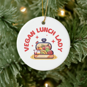 VEGAN LUNCH LADY’S CERAMIC TREE DECORATION