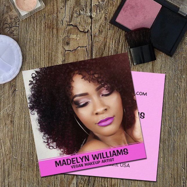 Vegan Makeup Artist Square Business Card (Creator Uploaded)