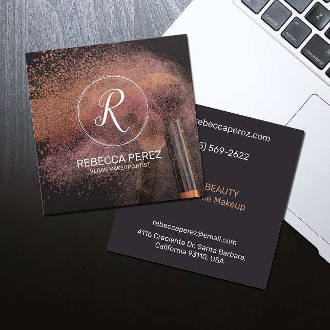 Vegan Makeup Artist Square Business Card (Creator Uploaded)