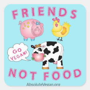 Vegan Messaged Sticker - Friends Not Food (blue)