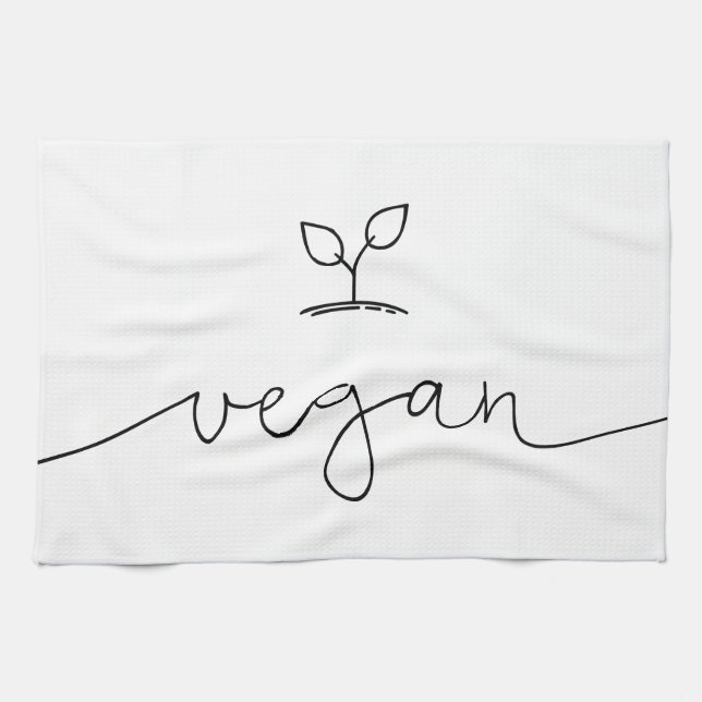 Vegan Minimalistic Custom Background Colour Tea Towel (Horizontal)