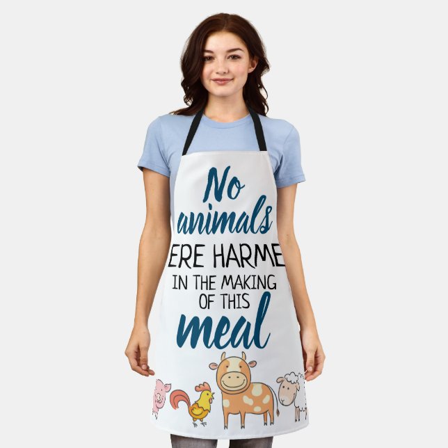 Vegan No Animals were harmed cute cartoon animal Apron (Worn)