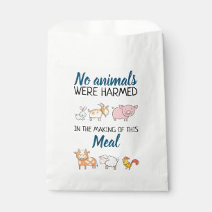 Vegan No animals were harmed cute cartoon animals Favour Bags