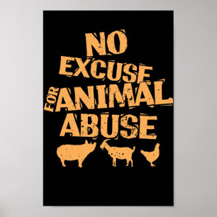Vegan "No Excuse for Animal Abuse" Poster