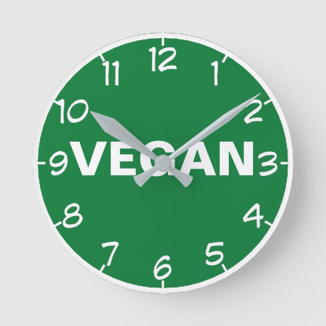 VEGAN Numbered Round Clock (Front)