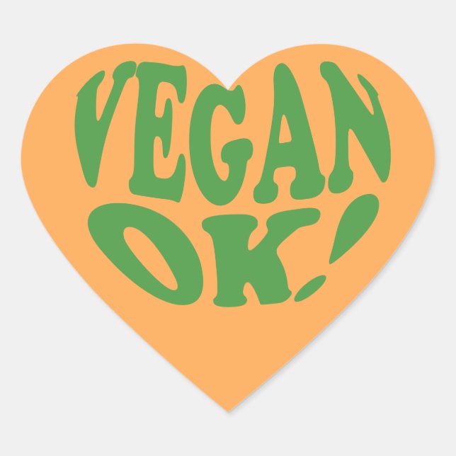 Vegan OK orange Heart Sticker (Front)