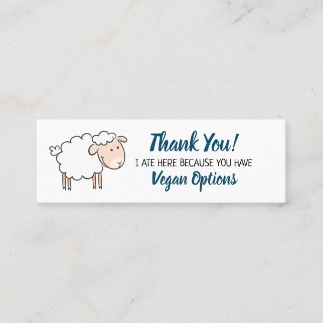 Vegan option thank you restaurant outreach mini business card (Front)