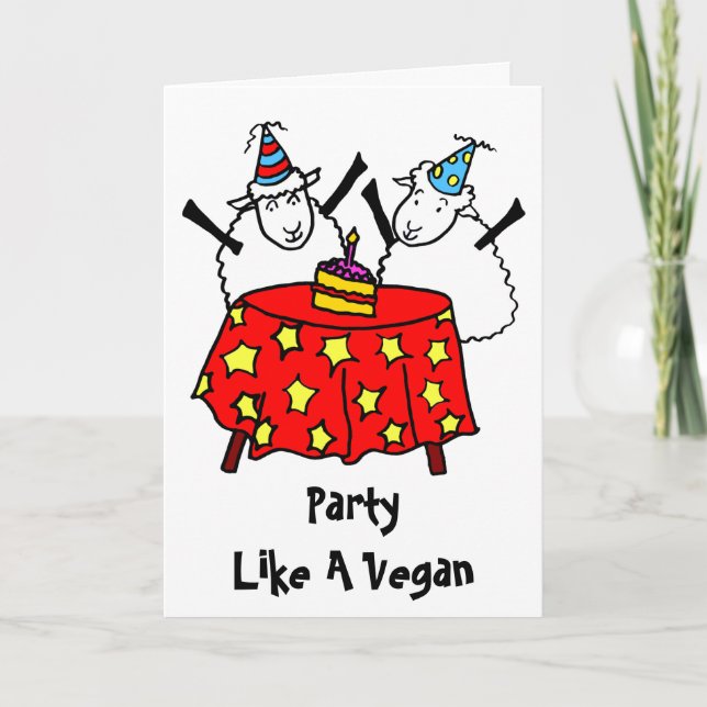 Vegan Party Happy Birthday Card (Front)