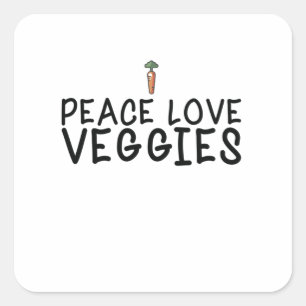 Vegan - Peace Love Veggies Square Sticker