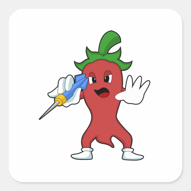 Vegan Pepper at Darts with Dart.PNG Square Sticker (Front)