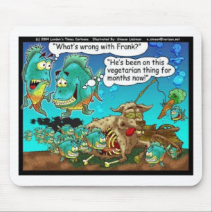 Vegan Pirahanas Funny Offbeat Cartoon Gifts Mouse Pad