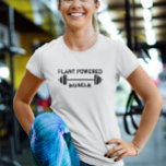 Vegan Plant Powered Muscle Weights Vegetarian T-Shirt<br><div class="desc">This design was created though digital art. You may change the style of this shirt by choosing More > under the style option. It may be personalised in the area provide or customising by choosing the click to customise further option and changing the name, initials or words. You may also...</div>