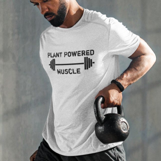 Vegan Plant Powered Muscle Weights Vegetarian T-Shirt (Creator Uploaded)