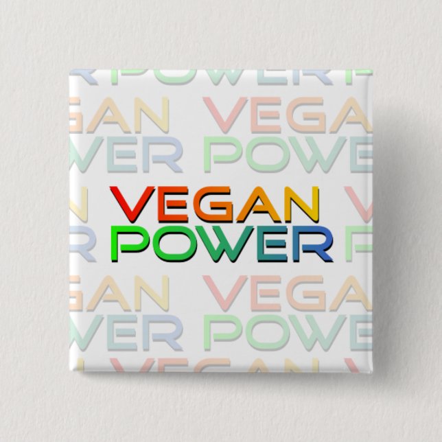 Vegan Power 15 Cm Square Badge (Front)