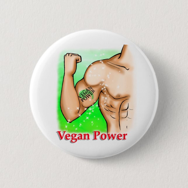 vegan power 6 cm round badge (Front)