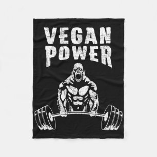 Vegan Power Gorilla Bodybuilding Gym Workout Desig Fleece Blanket
