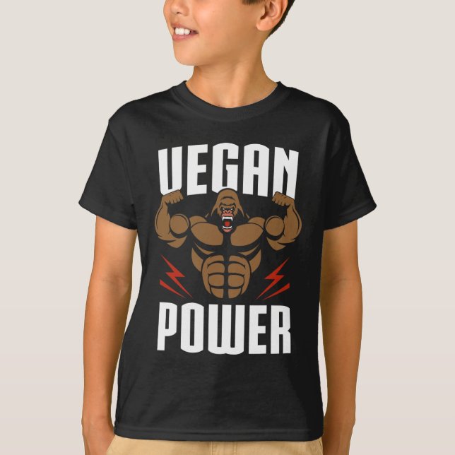 Vegan Power - Gorilla Workout And Gym Bodybuilding T-Shirt (Front)