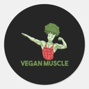 Vegan Power Vegetarian Plant Broccoli Bodybuilding Classic Round Sticker