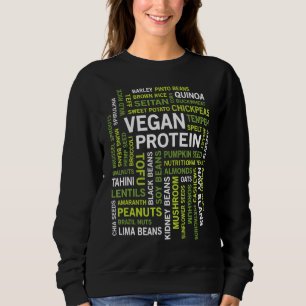 Vegan Protein Sources Word Cloud Gym Workout Healt Sweatshirt