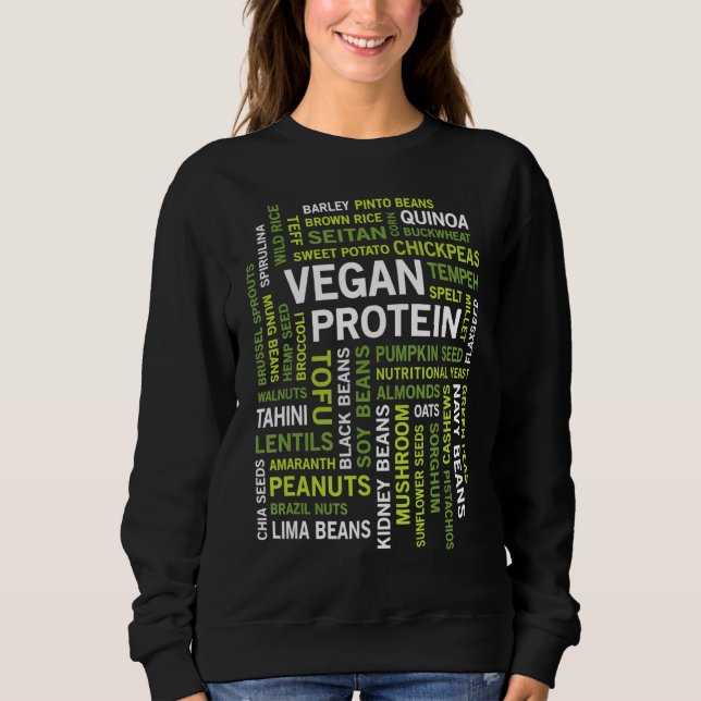 Vegan Protein Sources Word Cloud Gym Workout Healt Sweatshirt (Front)