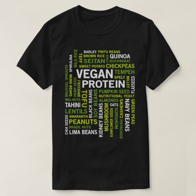 Vegan Protein Sources Word Cloud Gym Workout T-Shirt (Design Front)