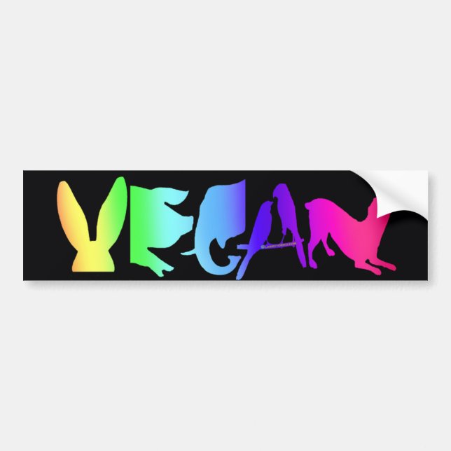 VEGAN RAINBOW BUMPER STICKER (Front)