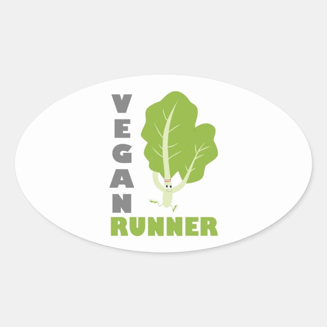 Vegan Runner - Kale Oval Sticker (Front)
