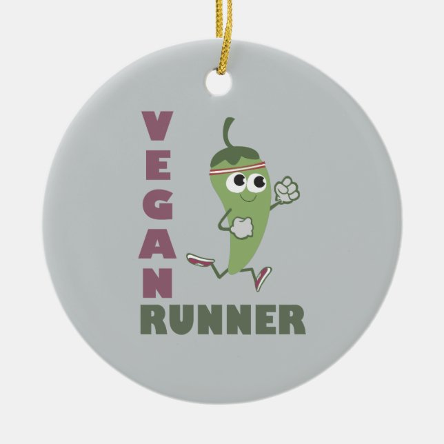 Vegan Runner - Running Pepper Ceramic Tree Decoration (Front)