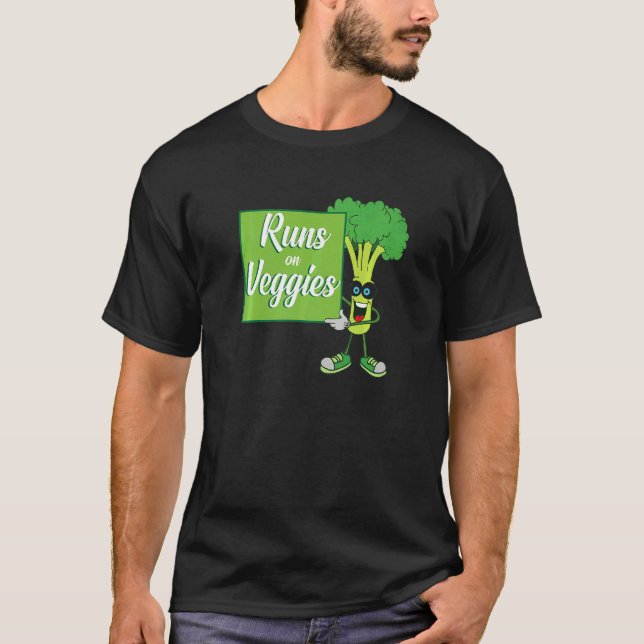 Vegan Runs On Veggies Broccoli T-Shirt (Front)