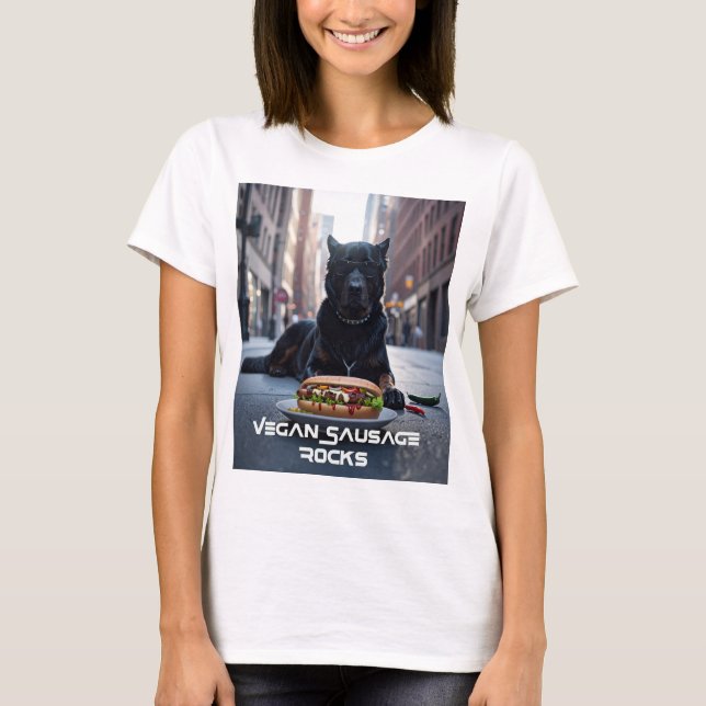 VEGAN SAUSAGE ROCKS - FUN T-Shirt (Front)