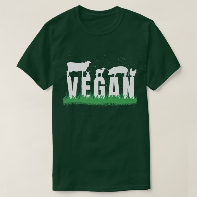 Vegan Silhouette Veggie Cow Pig Premium  T-Shirt (Design Front)