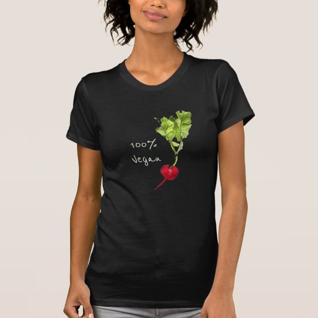 Vegan slogan Radish vegetable art T-Shirt (Front)
