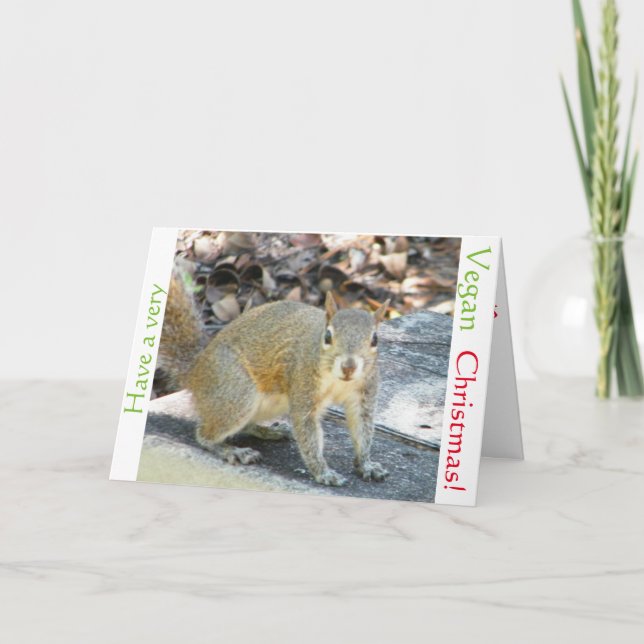 Vegan squirrel Christmas card (Front)