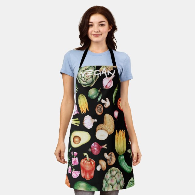 Vegan Statement Ethical Kind Living Vegetables Apron (Worn)